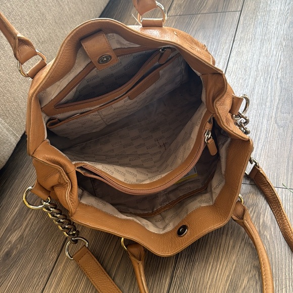 Michael Kors XL Hamilton Crossbody satchel Handbag tan pebble Leather chain - Picture 5 of 16